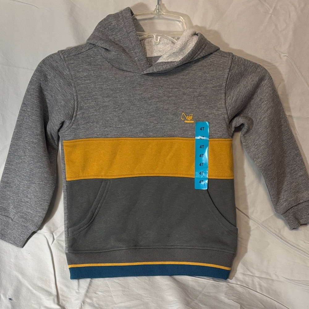 Kids Headquarters Gray and Mustard Hoodie Boys 4T NWT